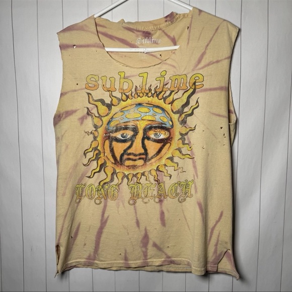 Sublime Long Beach Tie Dye Graphic Tee Ragged Grunge Destroyed T-shirt Medium - Picture 1 of 8